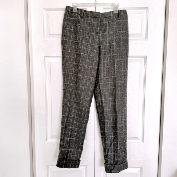 Vintage Talbots Twill Wool‎ Gray Plaid Lined Straight Leg Career Trousers 10 EUC - Picture 1 of 9